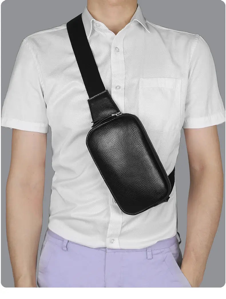 Sac banane en cuir noir ajustable