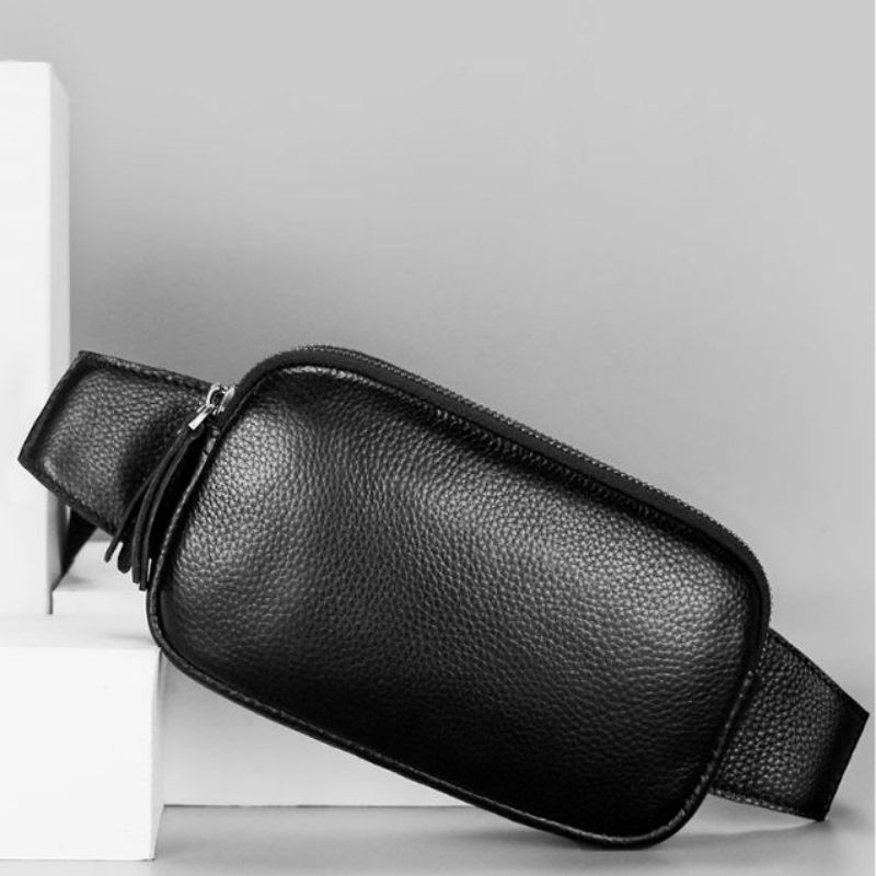 Sac banane en cuir noir de luxe