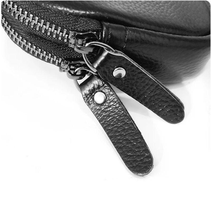 Sac banane en cuir noir avec zip