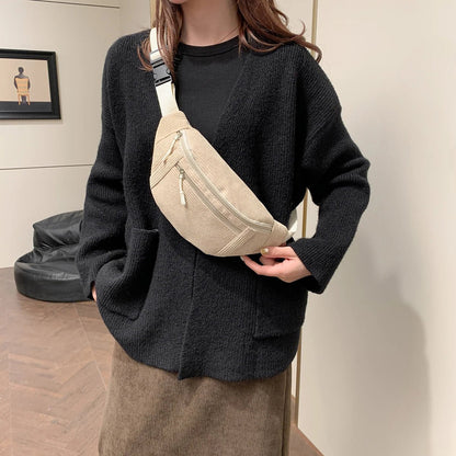 Sac banane en velours côtelé pour femme