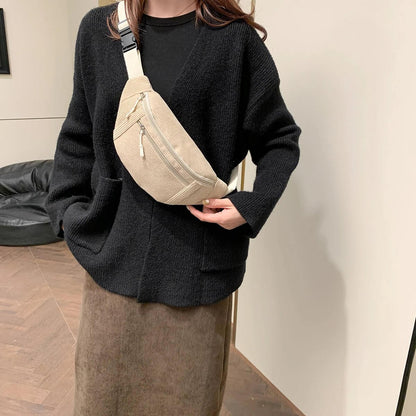 Sac banane en velours côtelé beige